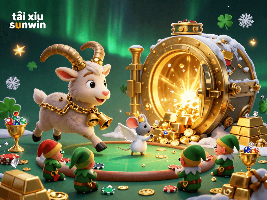 Tài xỉu sunwin delivers exciting casino fun with a festive scene of Krampus, an angel mouse, and mischievous elves.