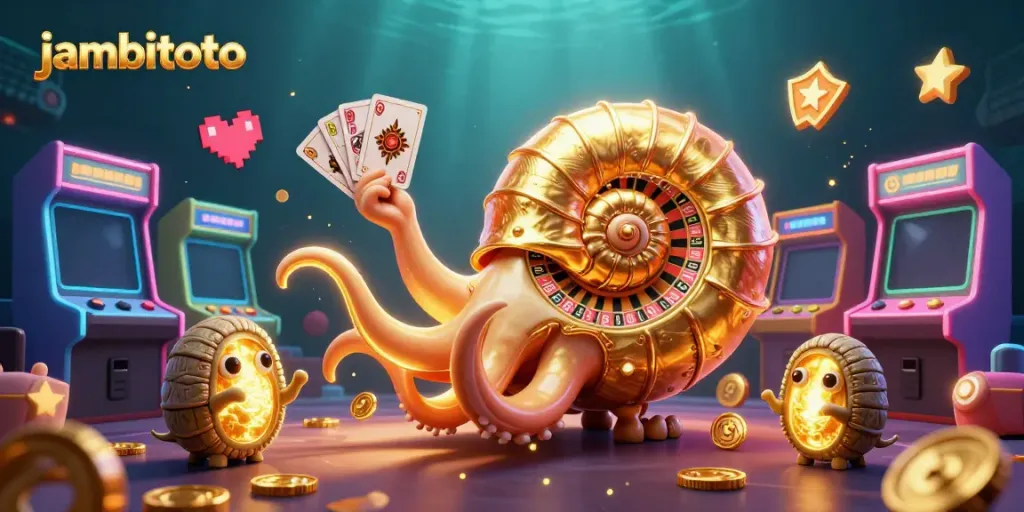 Experience thrilling games at jambitoto with a vibrant underwater casino scene featuring unique characters.