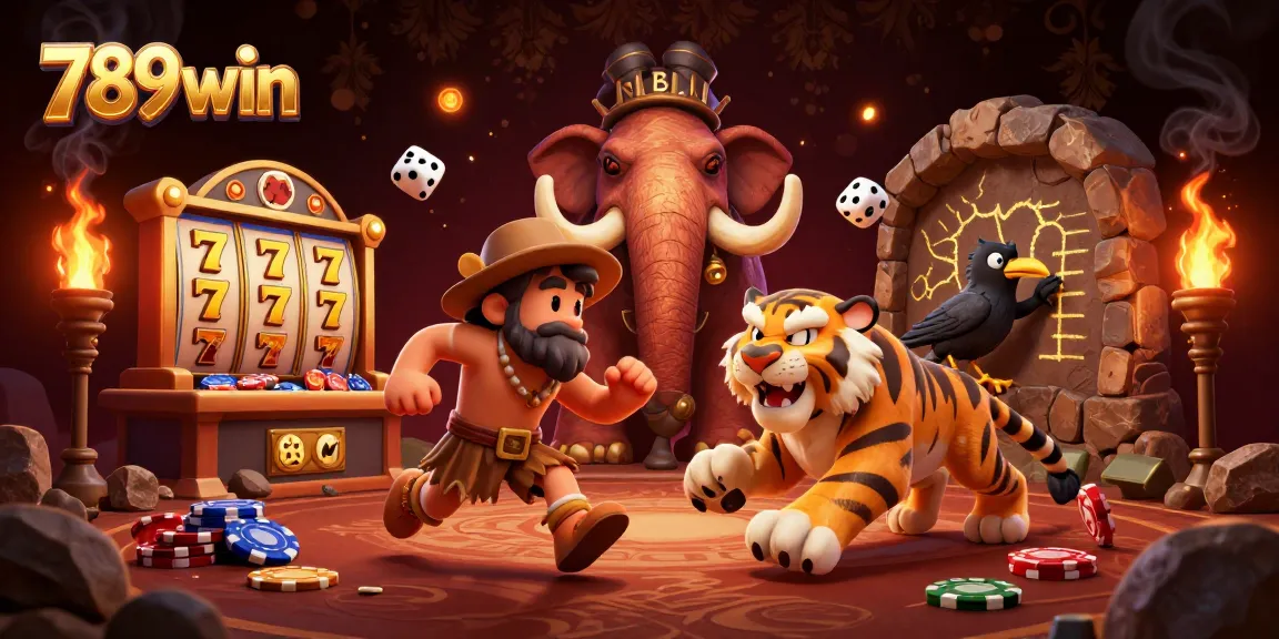 Experience excitement at 789win with caveman and sabertooth tiger running a prehistoric casino.