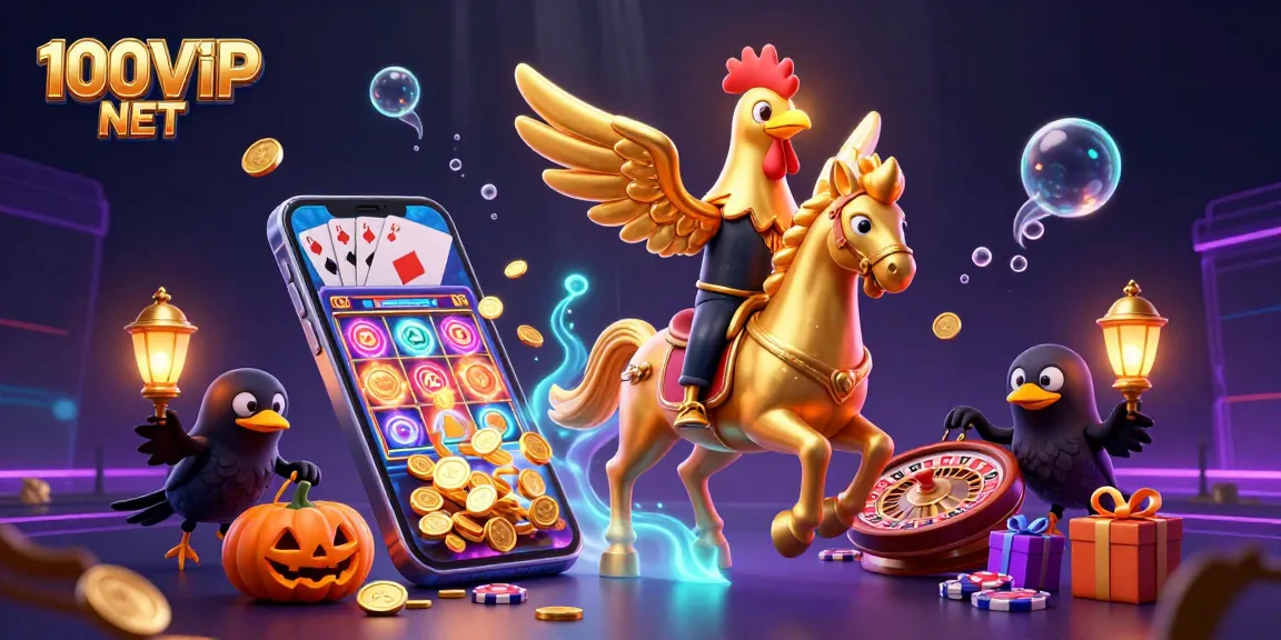 Win big with 100VIP NET at the vibrant casino featuring dynamic characters and exciting games.