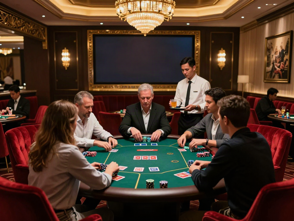 Vibrant lounge scene at the best non gamstop casino, featuring players enjoying a game and luxurious decor.