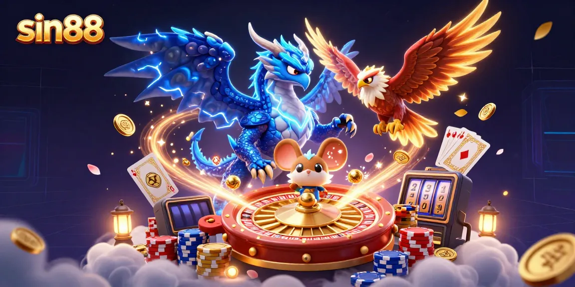 Engage with sin88 in an exhilarating casino scene featuring dazzling characters and vibrant game elements.