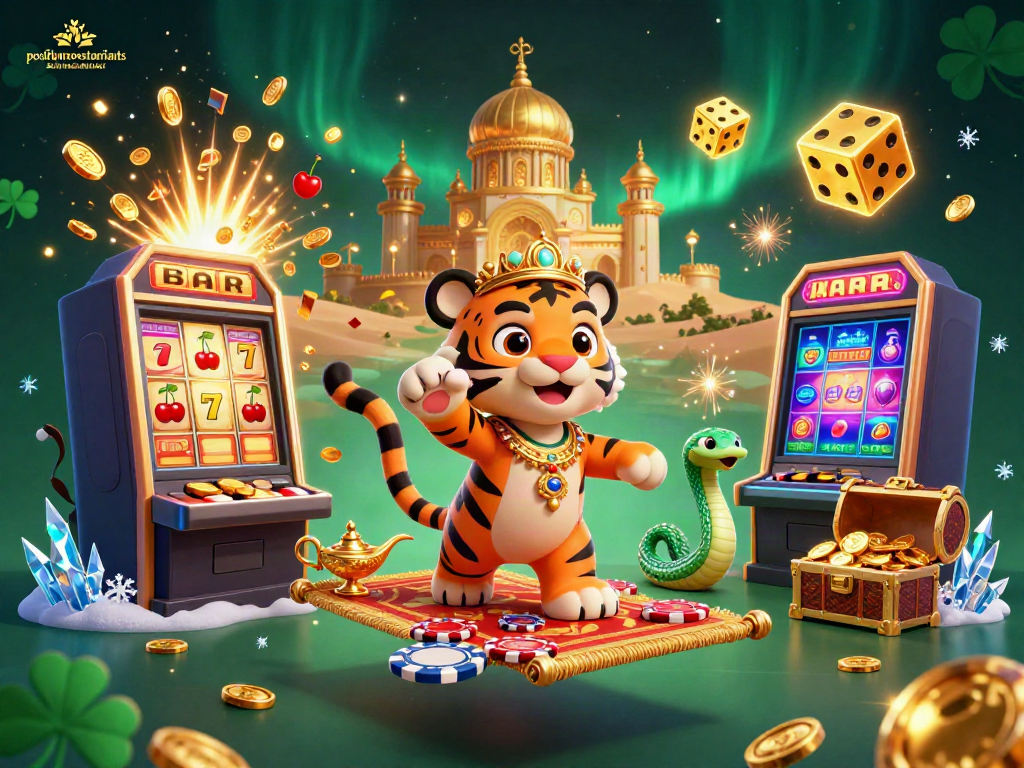 Experience excitement at positanorestaurants with a colorful jackpot scene and vibrant casino elements.