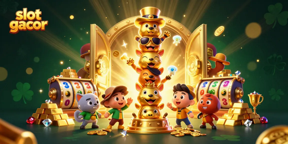 Engage with slot gacor excitement through vibrant, animated casino elements and a golden totem.