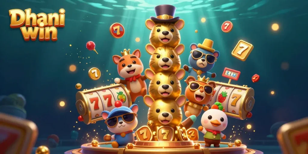 Dive into thrilling gameplay on Dhani win, featuring an exciting totem pole and vibrant slot elements.