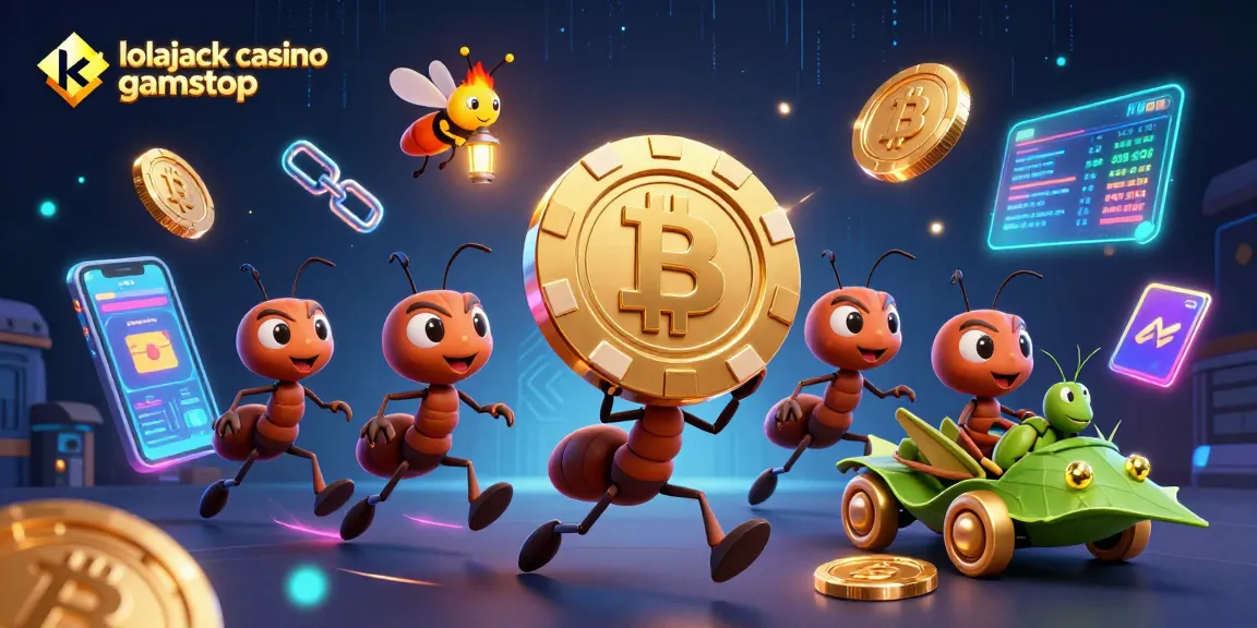 Experience the thrill of lolajack casino gamstop with vibrant gaming elements in a dynamic heist scene.