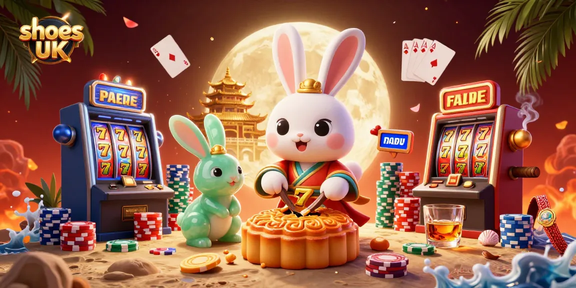 Engaging action at shoes UK themed casino with rabbit characters enjoying vibrant slots.