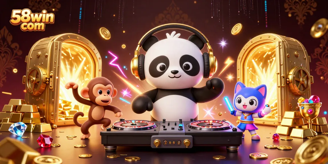 Experience the thrill of 58win com with vibrant characters and dynamic gaming elements in a lively casino scene.