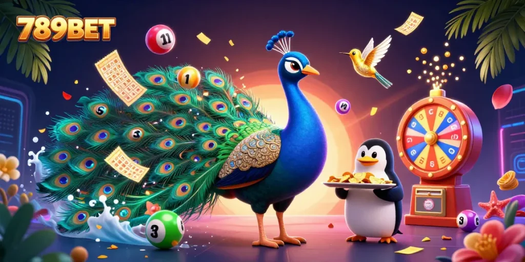 Experience the vibrant energy of 789BET with colorful lottery elements and rich casino visuals.